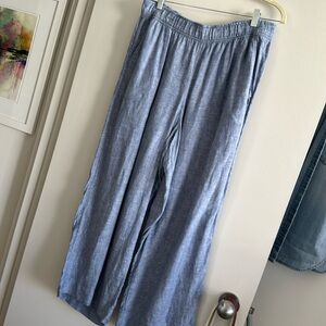 perfect condition linen pant, elastic waist, pockets